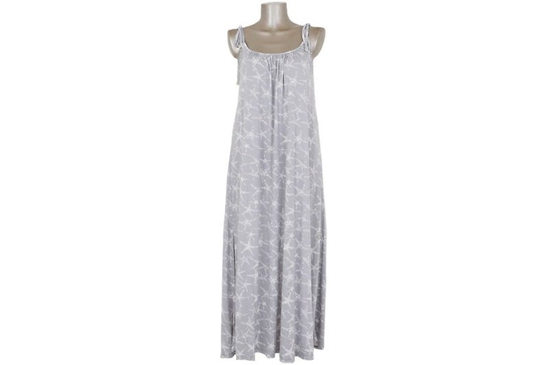 Starfish print camisole long dress <gray> - ชุดเดรส - วัสดุอื่นๆ สีเทา