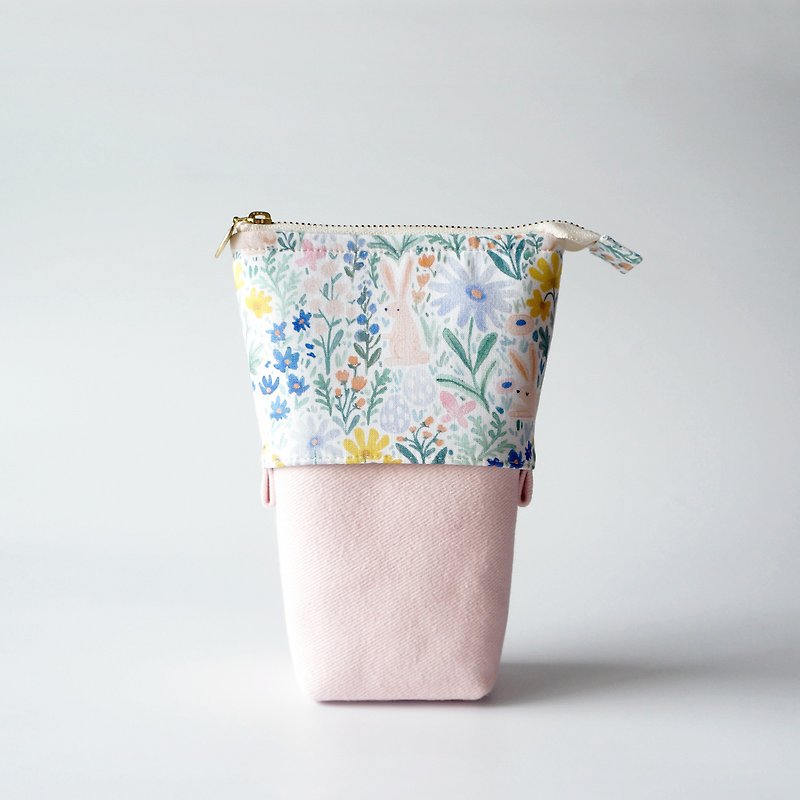 棉質伸縮筆袋 # 花卉與兔 - 筆盒/筆袋 - 棉．麻 多色