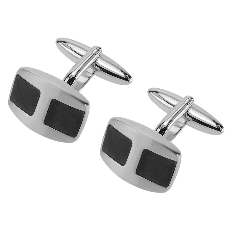 Black Catseye Curved Cufflinks - Cuff Links - Other Metals Black