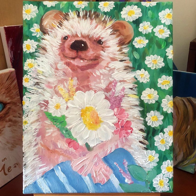 Your flower, your me∣It is a hedgehog∣Hand-painted frameless painting