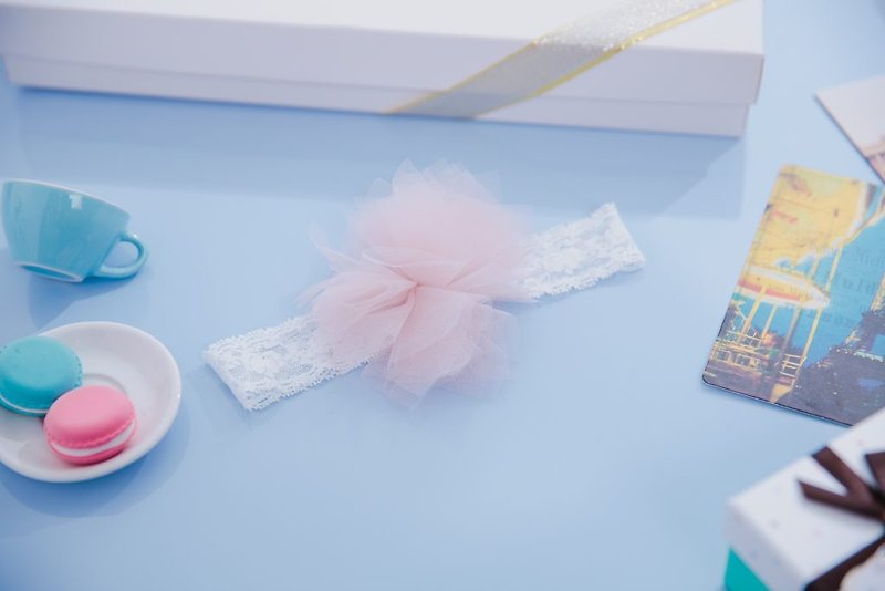 [Headband] Handmade Headwear - Flower Lace Headband - Paris Sweet Powder - Baby Accessories - Polyester Pink