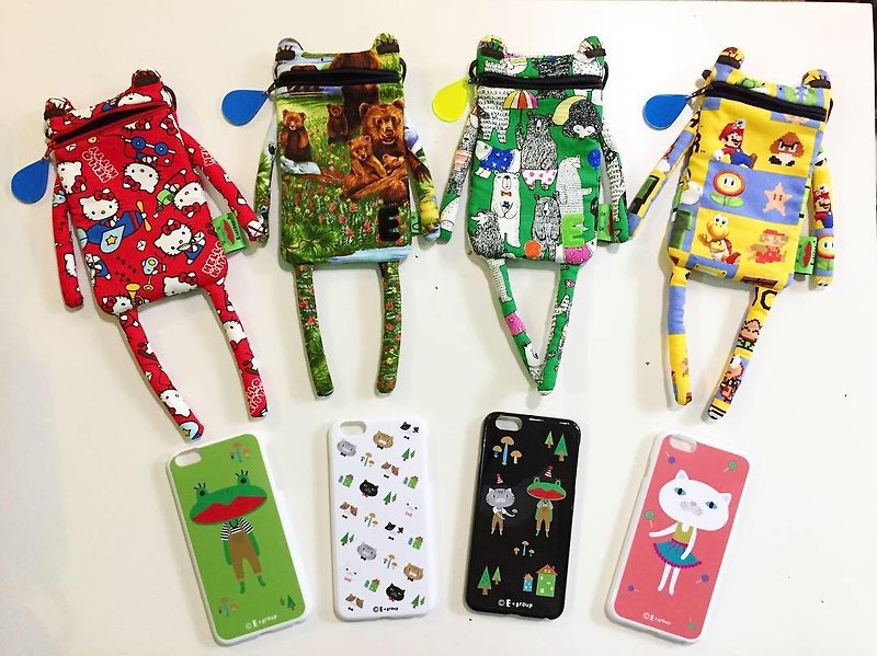 Goody Bag Fu Bag A frog mouth water mobile phone bag 5.5 吋 mobile phone shell exchange gift - Other - Cotton & Hemp Multicolor