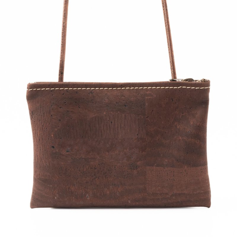 Cork Leather Sacoche (Brown) - กระเป๋าแมสเซนเจอร์ - วัสดุอีโค สีนำ้ตาล