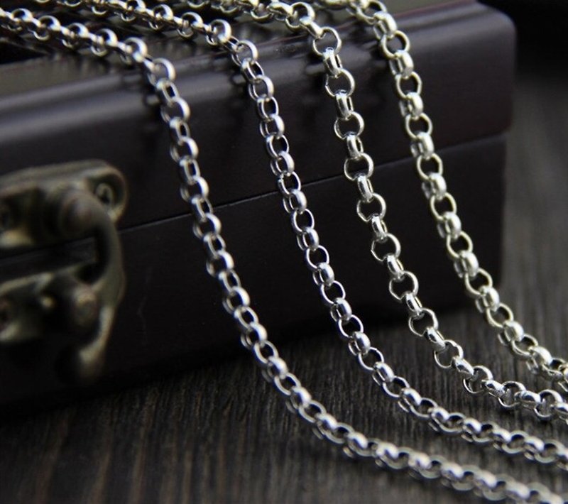 925 Sterling Silver Accesssories Jewelry Unisex O Link Chains Necklaces - 項鍊 - 純銀 銀色