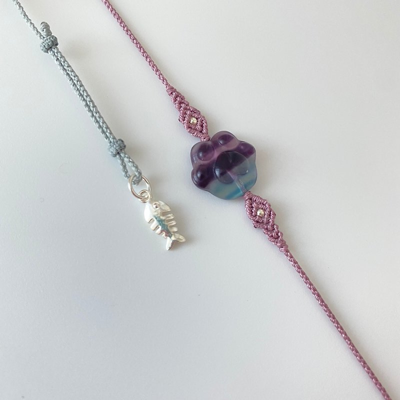 | Loop | Catching Fish Stone Moonstone Hand Woven Wax Wire Bracelet - Bracelets - Gemstone Multicolor
