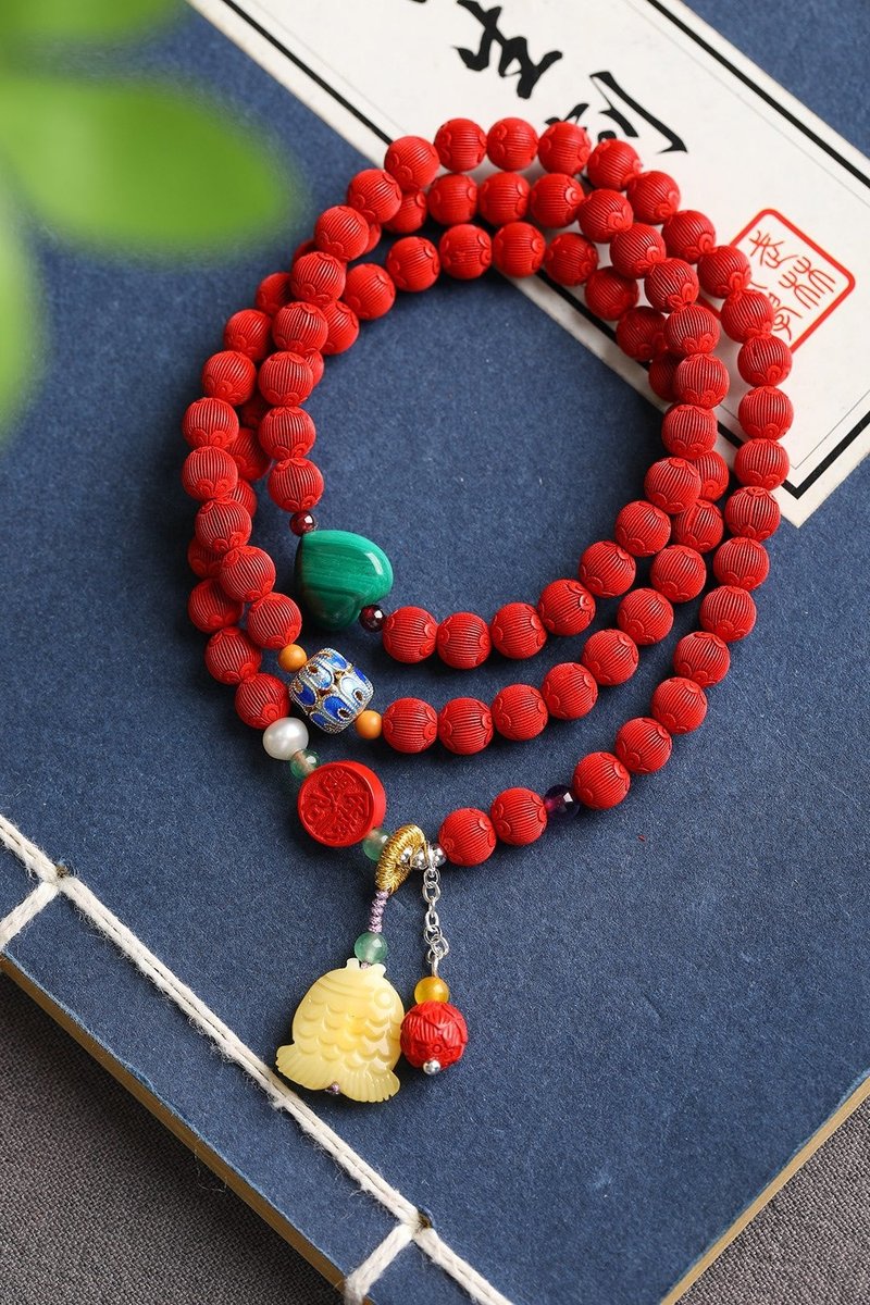 Natural Vermilion Cinnabar Gemstone Bracelet 
