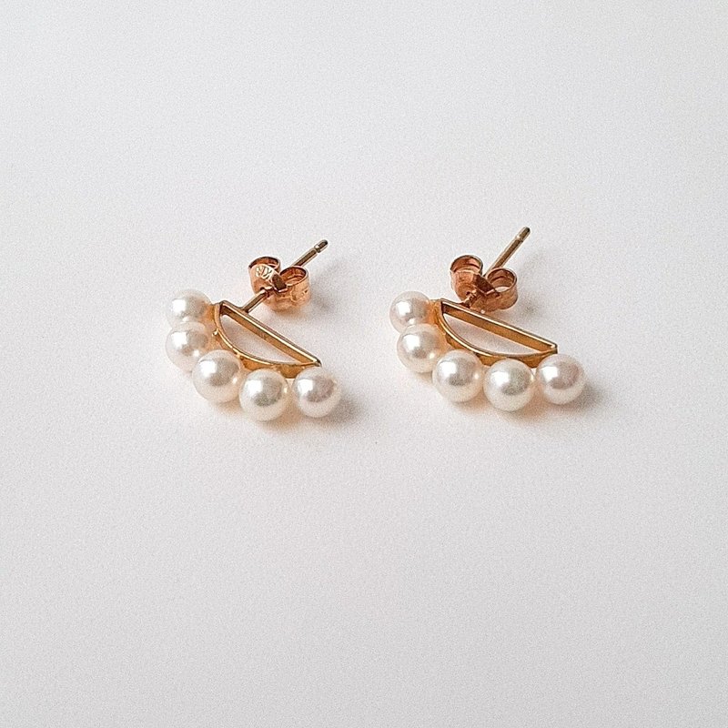 K18　デザインピアス　あこや真珠　パールピアス　あこやパール　日本の真珠 pearl earrings  珍珠耳環 珍珠耳环 진주귀걸이 - 耳環/耳夾/耳骨夾 - 珍珠 