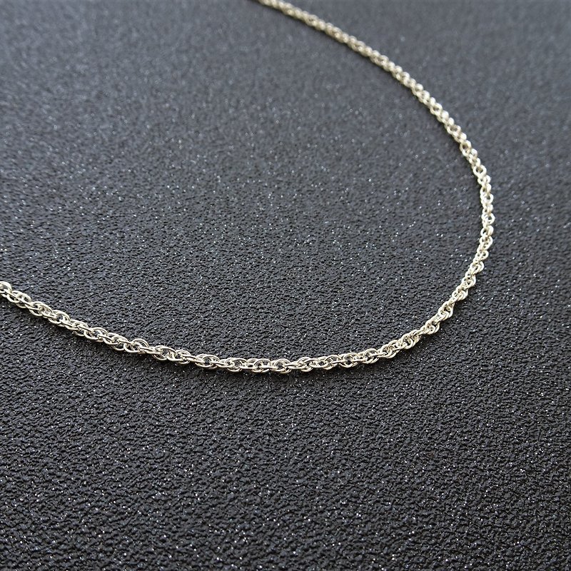 純銀 項鍊 銀色 - 造型純銀項鍊 | 雙圈繩索鍊 鎖骨鍊 2mm