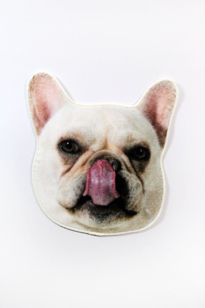 SUSS- Japan Magnets simulation cute animal handkerchief / bibs / towel (Bulldog dog) - Gift Recommendation - Free Shipping - Bibs - Cotton & Hemp White