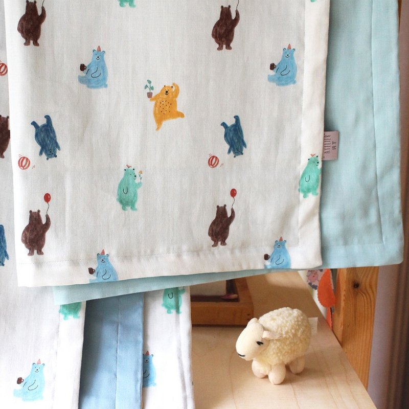teddy bear baby cotton muslin gauze blanket, 新生兒 出産祝い, 布  ブランケッ Made in korea - 嬰兒床/床圍/寢具 - 棉．麻 藍色