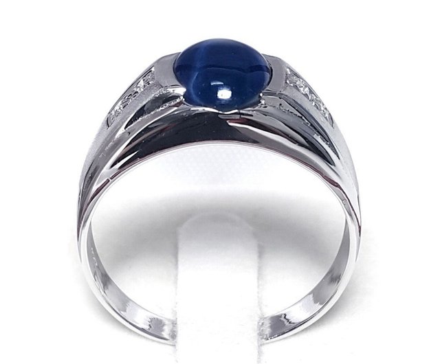 Natural blue sapphire ring silver sterling ring wedding size buy us 7.0 and free resize all size.