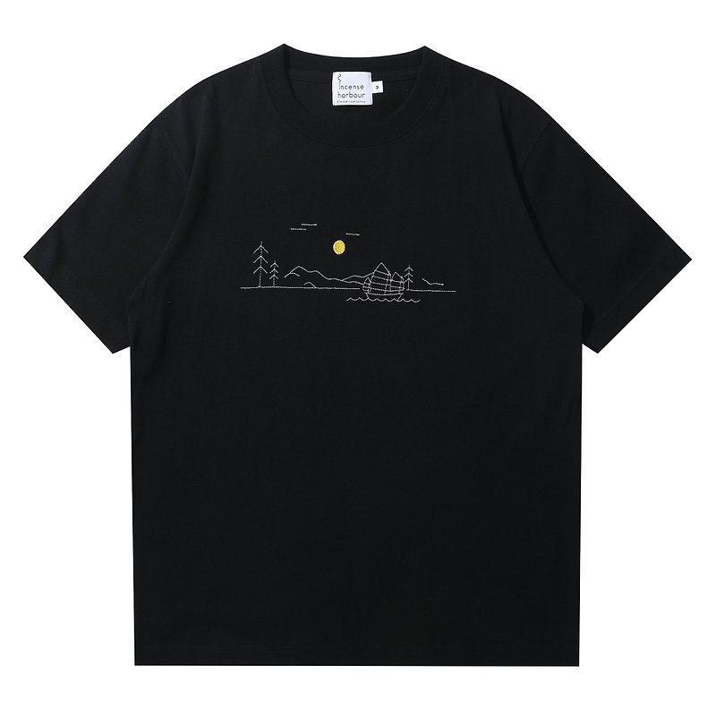 Incense Harbor American cotton midnight harbor pattern seamless T-shirt T-shirt - black - Unisex Hoodies & T-Shirts - Cotton & Hemp Black