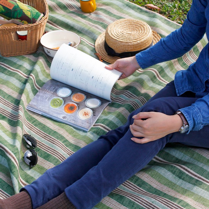 限量條紋系列輕量野餐墊(青梅竹馬) - 野餐墊/露營用品 - 棉．麻 綠色