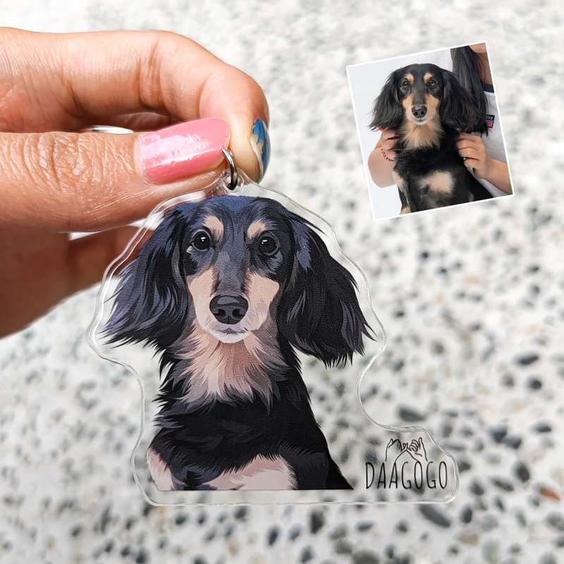 Pet-like face painting (half body) Acrylic keychain commemorative customized hand-painted dog and cat gift - ที่ห้อยกุญแจ - วัสดุอื่นๆ 