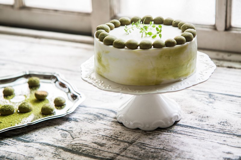 6吋 Thick Matcha Hurricane Cake Matcha Chiffon - เค้กและของหวาน - อาหารสด สีเขียว