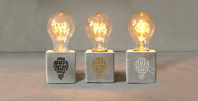曙MUSE 五周年特惠水泥桌燈 LED燈 鎢絲燈泡 USB燈 擺飾 壓紋造型 - 燈具/燈飾 - 水泥 多色