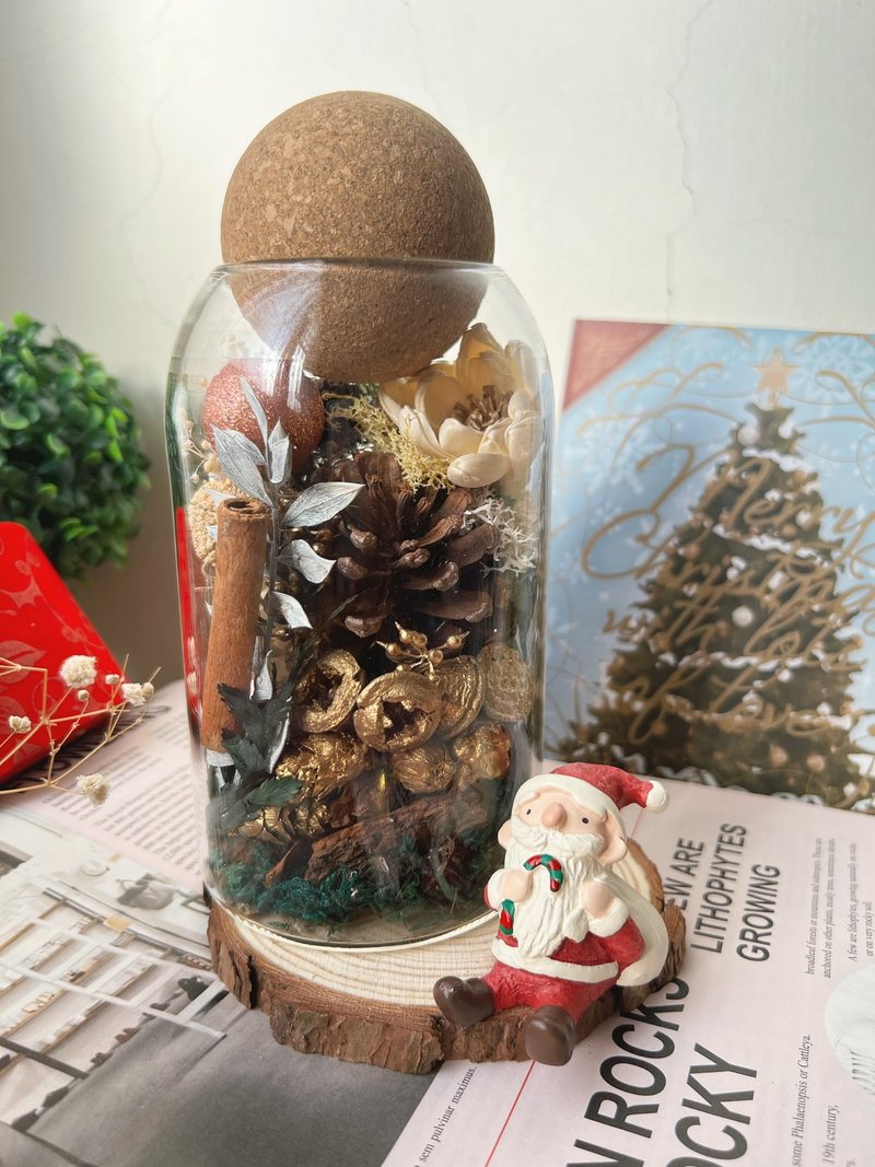【聖誕節禮物】flower-of-life 閃耀聖誕 松果秘語 聖誕玻璃罐 - 乾燥花/永生花 - 玻璃 金色