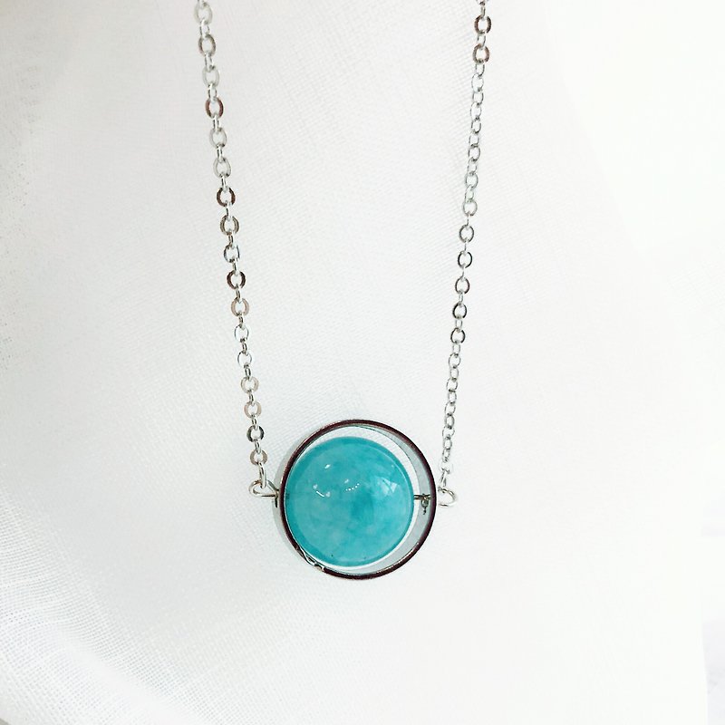 Personalized Blue Crystal  BFF Necklace Birthday Wedding gift - สร้อยคอ - คริสตัล สีน้ำเงิน