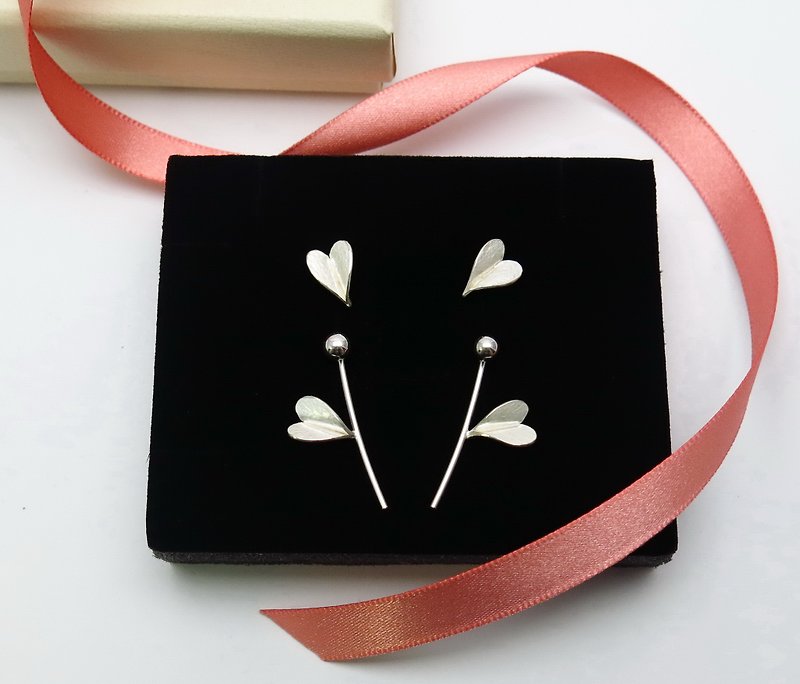 Leaf of Love Silver Earrings - Set with 6 pieces-Front and Back Style