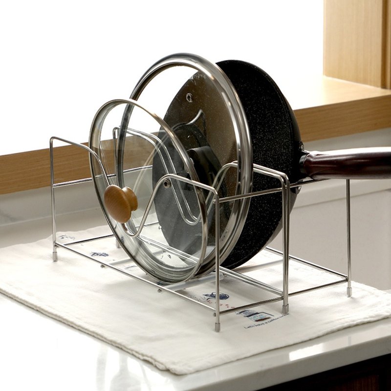 Japan Shoyama 304 Stainless Steel Upright Pot Lid / Pot Storage Rack - กล่องเก็บของ - สแตนเลส สีเงิน