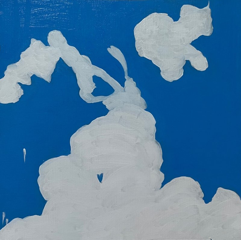 輕筆觸 奇怪的雲有愛心伴隨上升的雲 - 海報/掛畫/掛布 - 紙 