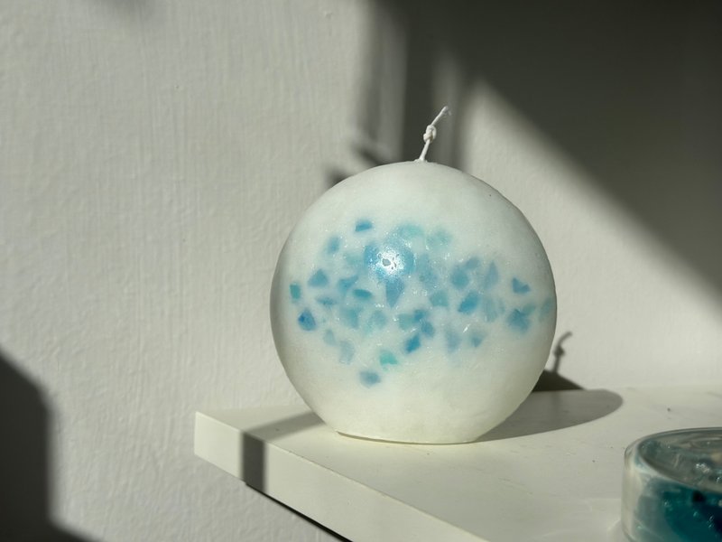 香氛造型蠟燭 | 弦月-Summer Blues | 香味-柚子與海鹽 - 蠟燭/燭台 - 蠟 白色