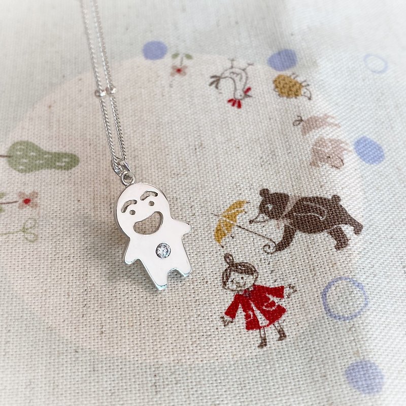 Energy Good Luck Gingerbread Man Christmas Shiny Series Sterling Silver Necklace Open Laughing Doll - สร้อยคอ - เงินแท้ สีเงิน