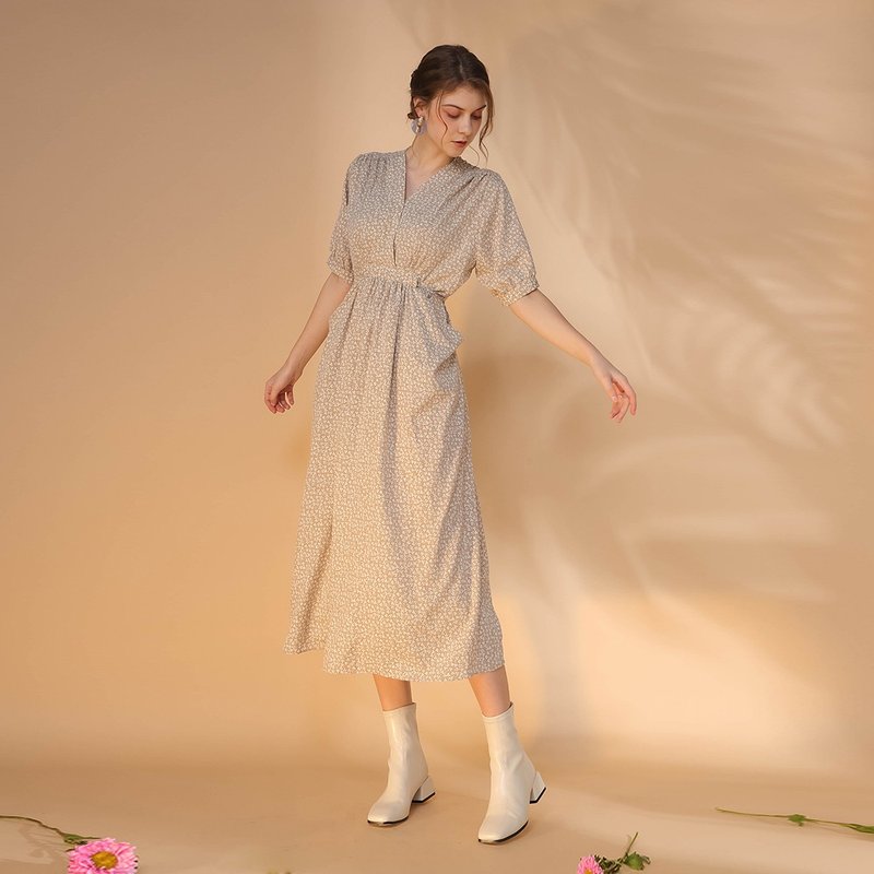 AVVJOY | 法式經典素雅碎花洋裝 - 洋裝/連身裙 - 其他材質 