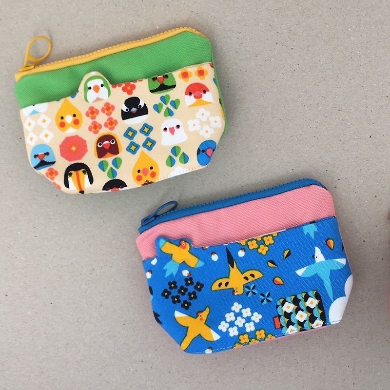 *Patterned Birds/Styling Pocket Coin Purse* - Coin Purses - Cotton & Hemp Multicolor