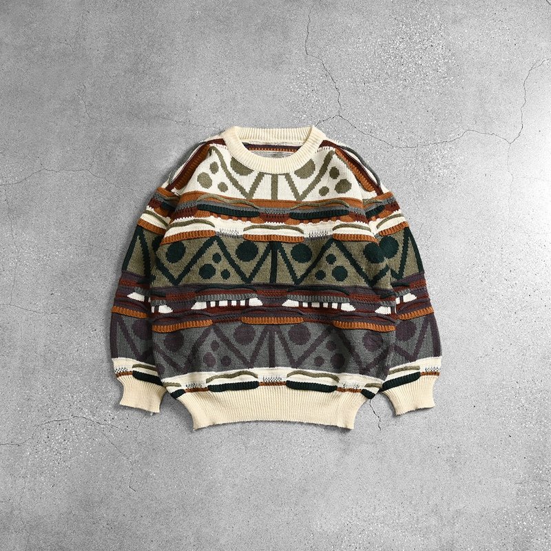 Vintage Raised Texture Sweater - Men's Sweaters - Wool Khaki