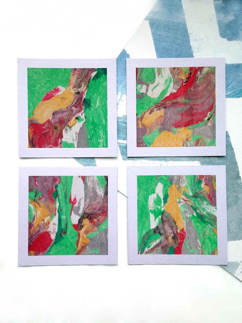 Abstract painting. Set of 4 little abstract paintings. Abstract landscape. - Posters - Paper Green