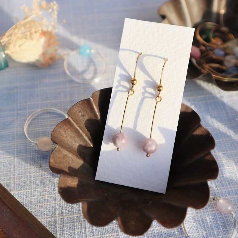 Small Dangle Series - Berry Bubble Gum can be clipped - Earrings & Clip-ons - Copper & Brass Pink
