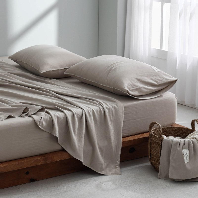 Japanese light twisted yarn quilt bed set/white oak - เครื่องนอน - ผ้าฝ้าย/ผ้าลินิน หลากหลายสี