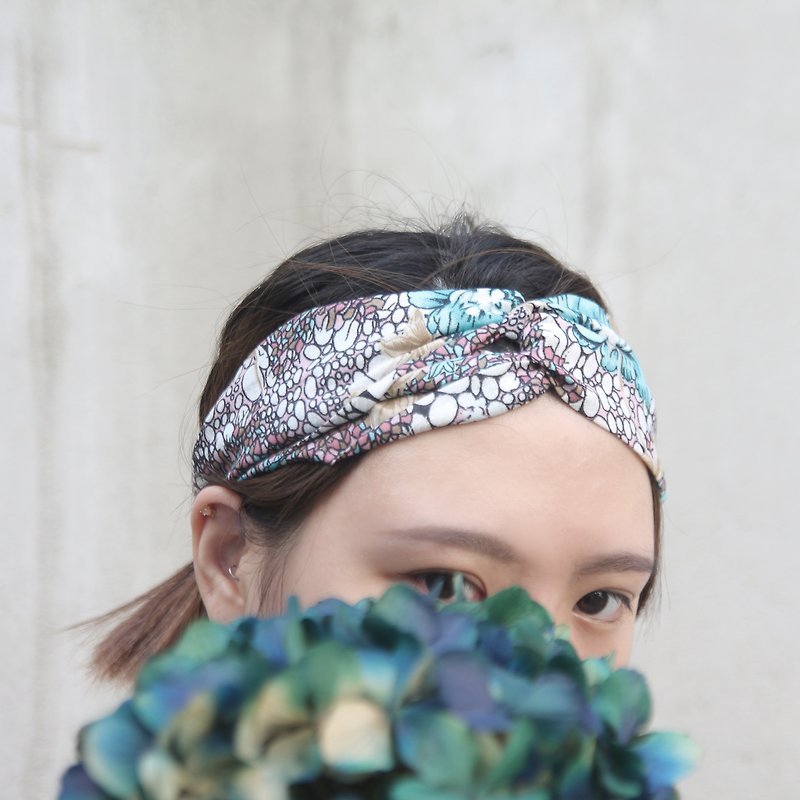 Cotton & Hemp Hair Accessories Multicolor - Weak Sunward | Blue Flower Egyptian Cotton Soft Cotton Fabric Handmade Cross Headband