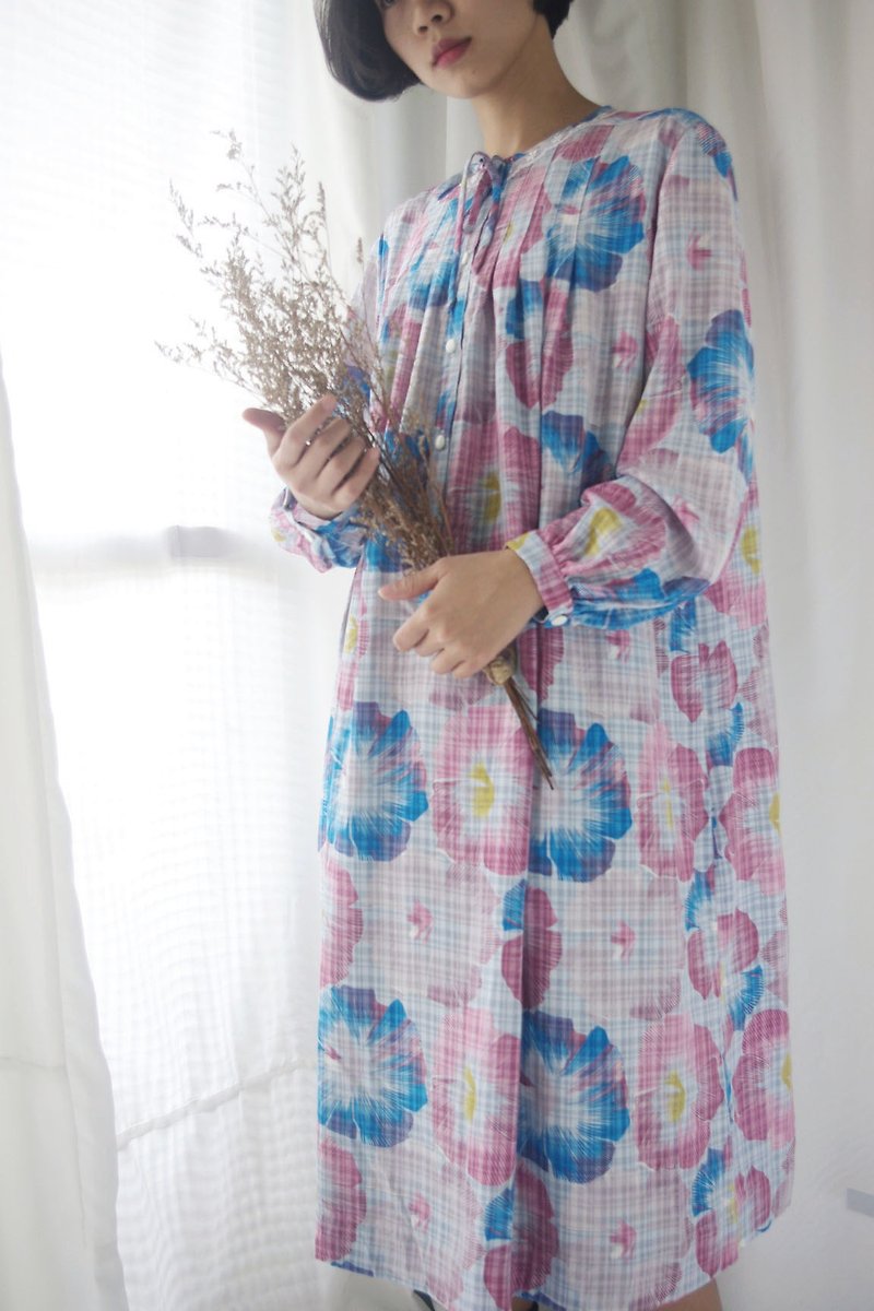 4.5studio- vintage treasure hunt - spring flowers Blue dress pajamas - One Piece Dresses - Polyester Blue