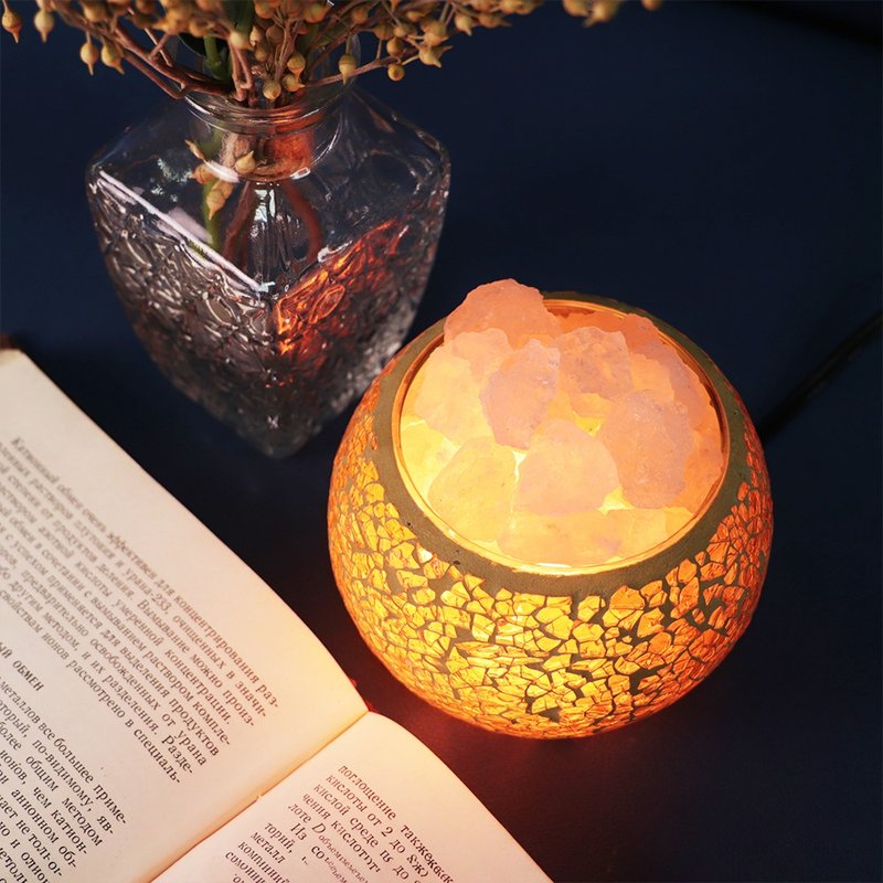 Mosaic salt lamp (yellow) // Light and relaxing to enhance spiritual energy - Lighting - Glass Yellow