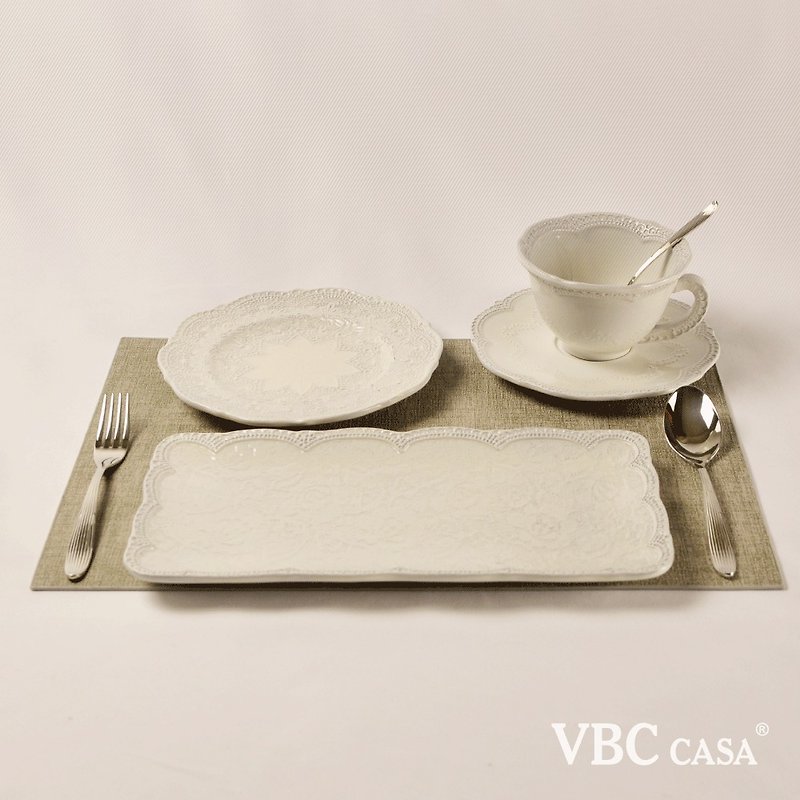 [Italy VBC casa] Lace series single breakfast and afternoon tea set/3 colors - Plates & Trays - Pottery Multicolor