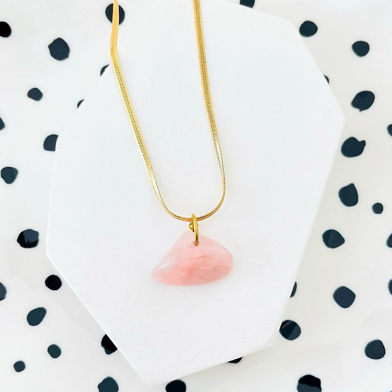 Pink Quartz Necklace | Natural Stones | Jewelry Gift - Necklaces - Gemstone Pink