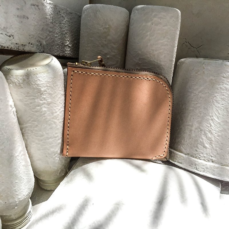 Genuine Leather Coin Purses Gold - Non-crash bag natural vegetable tanned leather full leather L-shaped coin purse