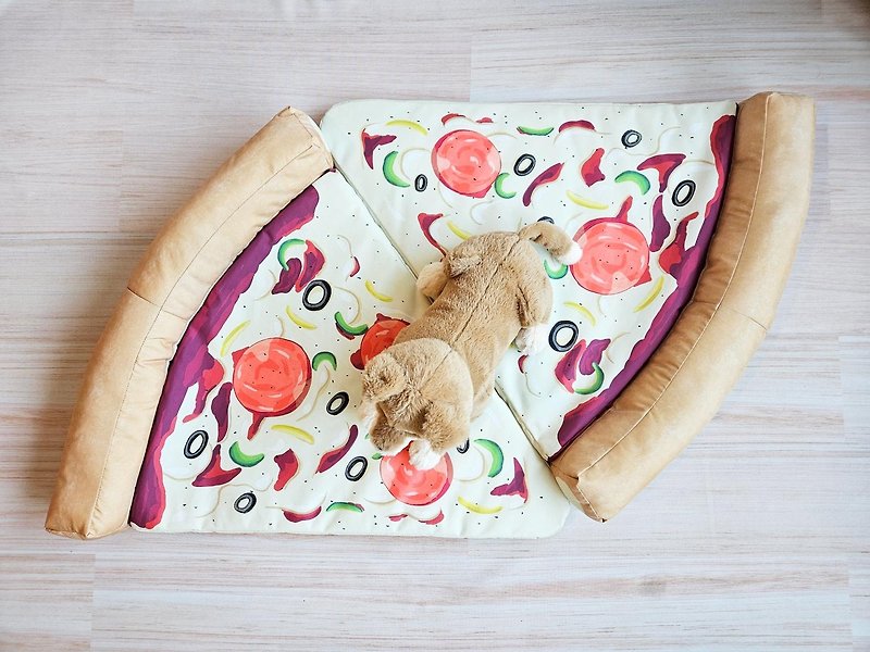 Pizza Pet Mattress - Sausage and Big Cat Dog Combination Selection - ที่นอนสัตว์ - ไฟเบอร์อื่นๆ สีส้ม