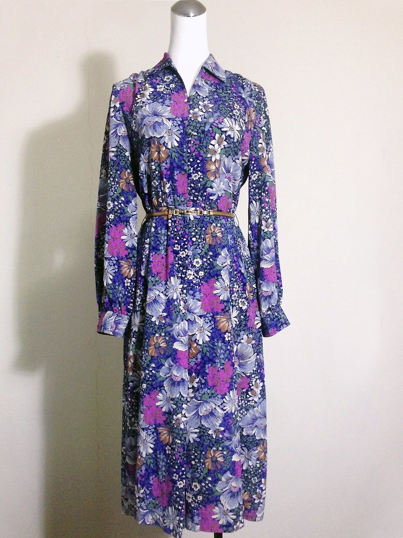 When vintage [antique dress / purple flowers bloom antique dress] abroad back vintage long dress VINTAGE - One Piece Dresses - Other Materials Multicolor