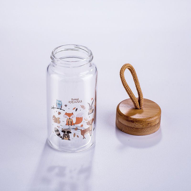 I love animals-Forest healing glass portable cup glass cup environmentally friendly cup water cup tumbler portable bottle - Pitchers - Glass Transparent