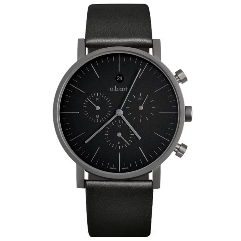 a.b.art バウハウス ミニマリスト 3つ目クロノグラフ - ガンメタルグレー OC202 - 男女兼用（ユニセックス）腕時計 - ステンレススチール グレー