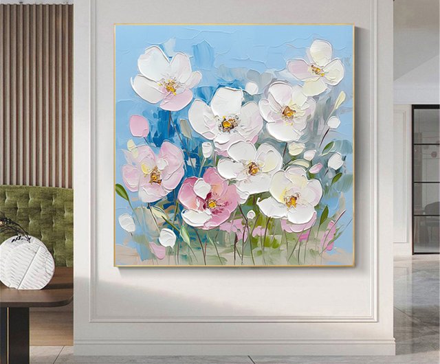 花言葉手描きの花の装飾画の質感抽象画レストランリビングルーム