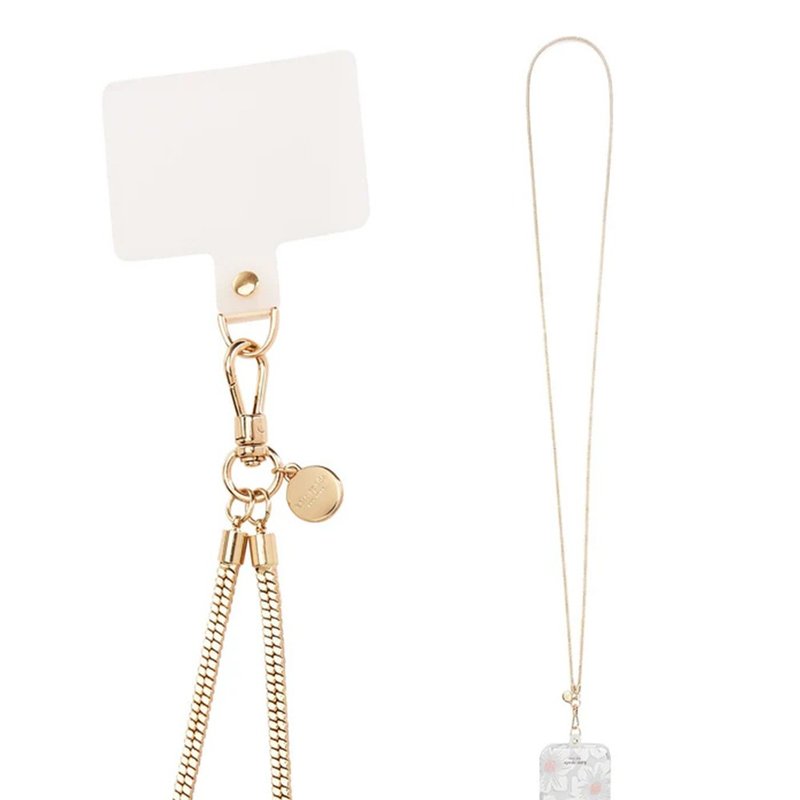 【kate spade】精品手機斜跨鍊  金色蛇鍊 - 手機配件 - 其他金屬 白色
