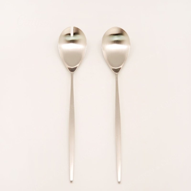 葡萄牙 Cutipol | MOON /  霧銀不鏽鋼28CM沙拉叉匙組 - 刀/叉/湯匙/餐具組 - 不鏽鋼 銀色