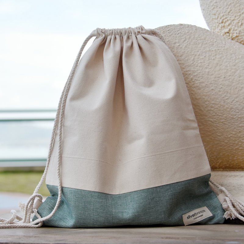 Silverbreeze~ Bundle Back Backpack ~ (B132) (In stock) - Drawstring Bags - Cotton & Hemp Green