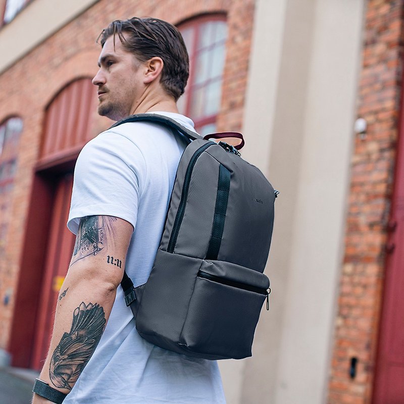 Pacsafe Metrosafe X | Five patented anti-theft urban light travel backpack 20L rock gray - กระเป๋าเป้สะพายหลัง - เส้นใยสังเคราะห์ สีเทา