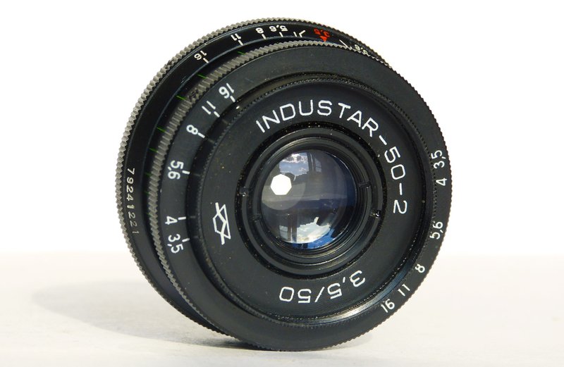 tested Industar 50-2 Soviet black pancake lens SLR 3.5/50 M42 mount KMZ Zenit - Cameras - Other Materials Black