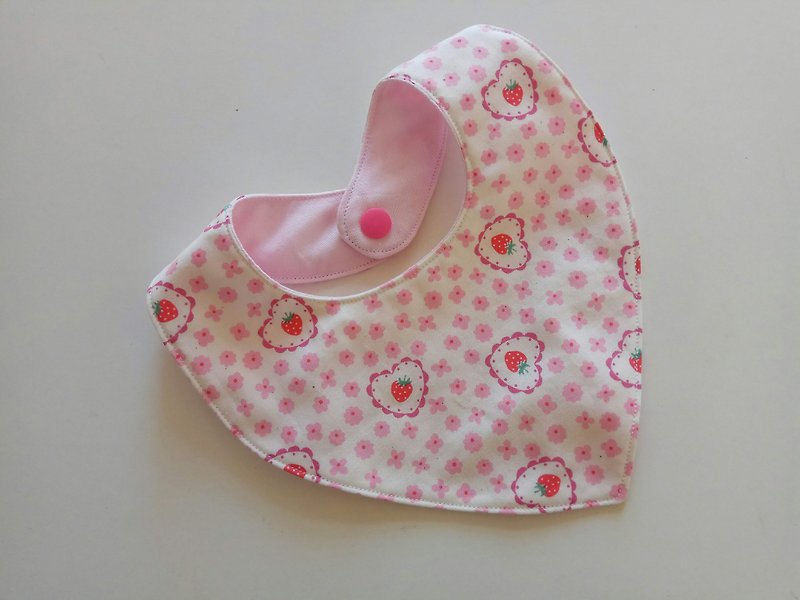 日本布 草莓 圍兜 彌月禮物 寶寶圍兜 嬰兒圍兜 口水巾 - 滿月禮物 - 棉．麻 粉紅色